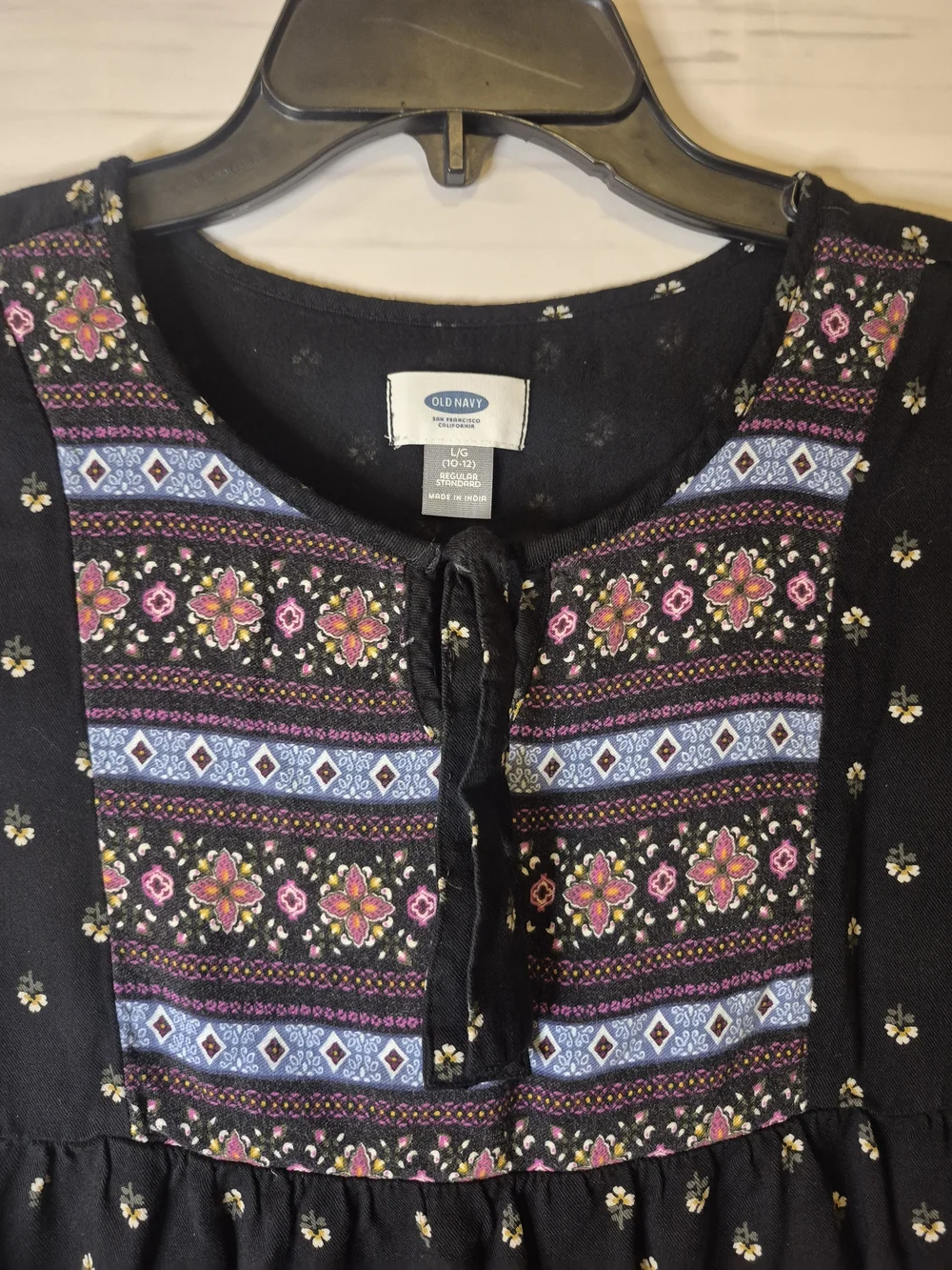 Old Navy Black Girls' Boho Embroidered Tunic Dress
